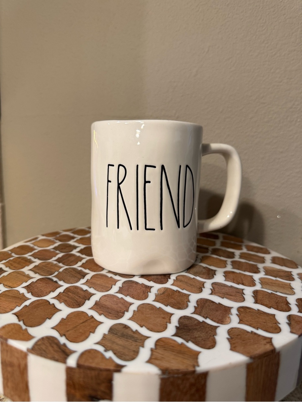 Rae Dunn Friend White Ceramic Mug